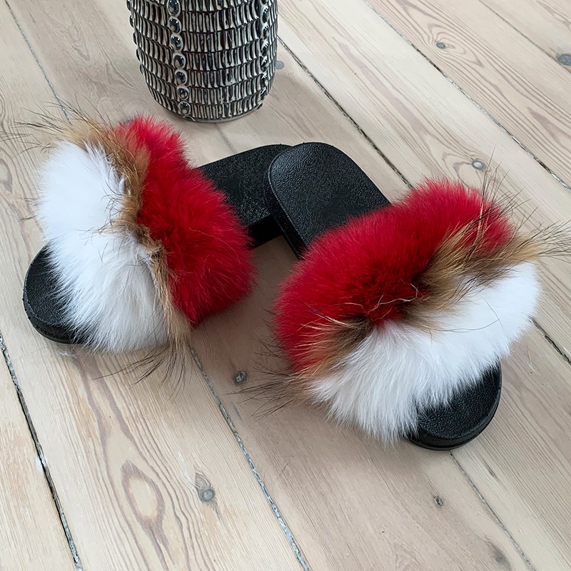 seksuel Ja kvalitet Triple rød slippers pelsslippers - Find dem på www.accesie.dk